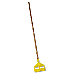 Rubbermaid Commercial Invader Wood Side-Gate Wet-Mop Handle, 54", Natural/Yellow (RCPH115)
