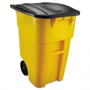Rubbermaid Commercial Square Brute Rollout Container, 50 gal, Molded Plastic, Yellow (9W27YEL)