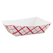 SCT Paper Food Baskets, 3 lb Capacity, 7.2 x 4.95 x 1.94, Red/White, Paper, 500/Carton (0425)