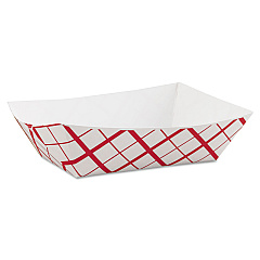 SCT Paper Food Baskets, 3 lb Capacity, 7.2 x 4.95 x 1.94, Red/White, Paper, 500/Carton (SCH0425)