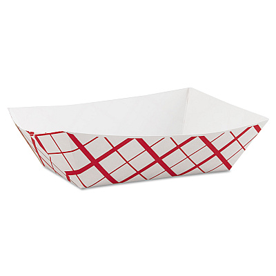 SCT Paper Food Baskets, 3 lb Capacity, 7.2 x 4.95 x 1.94, Red/White, Paper, 500/Carton (SCH0425)
