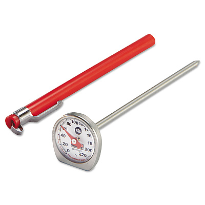 Rubbermaid Commercial Dishwasher-Safe Industrial-Grade Analog Pocket Thermometer, 0F to 220F (PELTHP220DS)