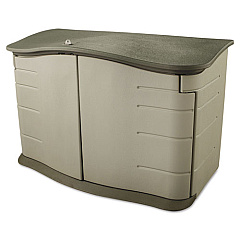 Rubbermaid Horizontal Outdoor Storage Shed, 55 x 28 x 36, 20 cu ft, Olive Green/Sandstone (RUB3748)