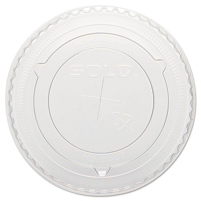 Solo Straw-Slot Cold Cup Lids, Fits 10 oz Cups, Clear, 100 Pack, 25 Packs/Carton (DCC600TS)