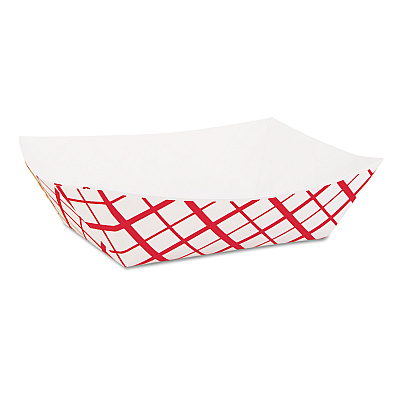 SCT Paper Food Baskets, 1 lb Capacity, Red/White, Paper, 1,000/Carton (SCH0413)