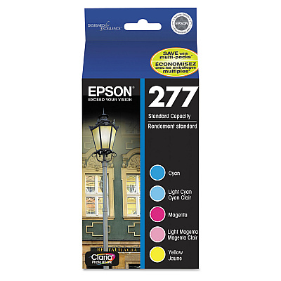 Epson T277920-S (277) Claria Ink, 360 Page-Yield, Cyan/Light Cyan/Light Magenta/Magenta/Yellow