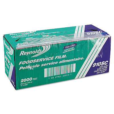 Reynolds Wrap PVC Food Wrap Film Roll in Easy Glide Cutter Box, 12" x 2,000 ft, Clear (RFP910SC)
