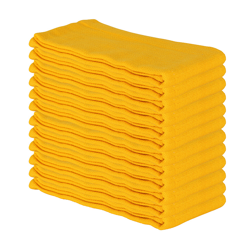 Huck Cotton Cleaning Towels 16x26 Yellow, Pack Of 12 (PNP-ABSBNT-YELW)