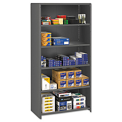 Tennsco Closed Commercial Steel Shelving, Six-Shelf, 36w x 24d x 75h, Medium Gray (TNNESPC62436MGY)