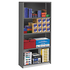 Tennsco Closed Commercial Steel Shelving, Five-Shelf, 36w x 12d x 75h, Medium Gray (TNNESPC1236MGY)