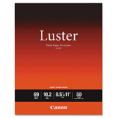 Canon PRO Luster Inkjet Photo Paper, 10.2 mil, 8.5 x 11, Luster White, 50/Pack (CNM6211B004)