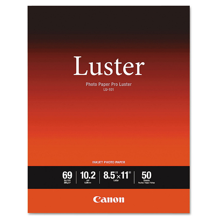 Canon PRO Luster Inkjet Photo Paper, 10.2 mil, 8.5 x 11, Luster White, 50/Pack (CNM6211B004)