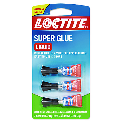 Loctite Super Glue, 0.11 oz, Dries Clear, 3/Pack (LOC1710908)