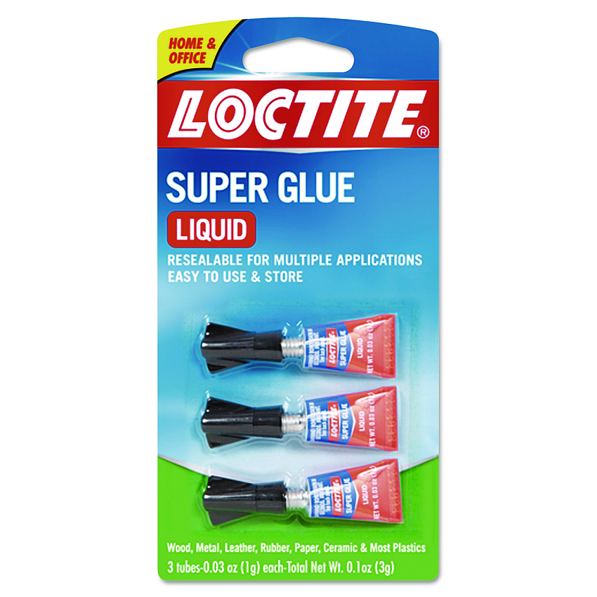 Loctite Super Glue, 0.11 oz, Dries Clear, 3/Pack (LOC1710908)