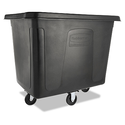 Rubbermaid Commercial Cube Truck, 119.7 gal, 500 lb Capacity, Plastic/Metal, Black (RCPFG461600BLA)