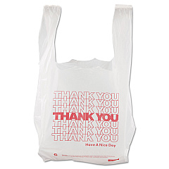 Barnes Paper Thank You High-Density Shopping Bags, Have a Nice Day Labeling, Cut-Out Handles, 8" x 4" x 16", White/Red, 2,000/Carton (BPC8416THYOU)
