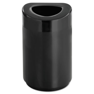 Safco Open Top Round Waste Receptacle, 30 gal, Steel, Black (SAF9920BL)