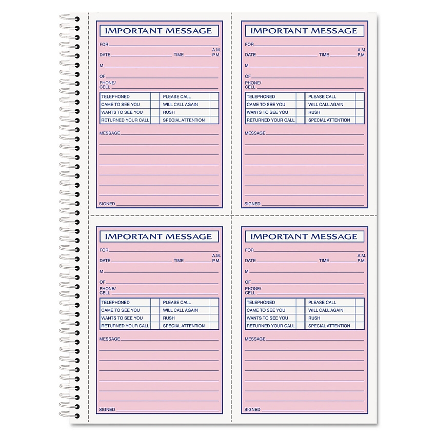 TOPS Telephone Message Book with Fax/Mobile Section, Two-Part Carbonless, 3.88 x 5.5, 4 Forms/Sheet, 200 Forms Total (TOP4005)