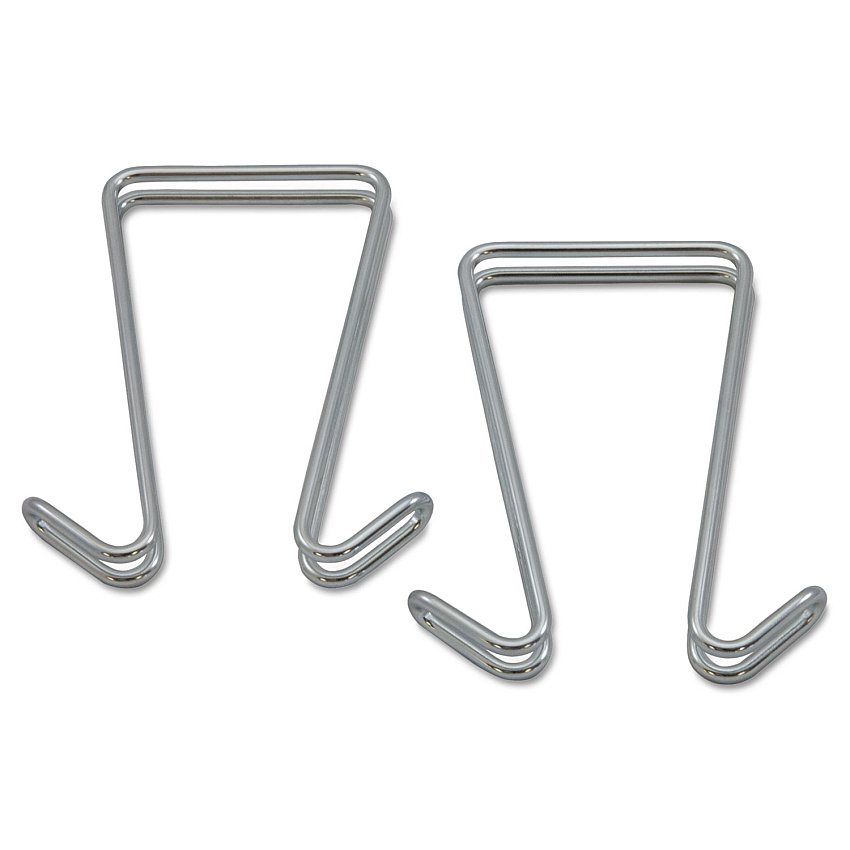 Alera Double Sided Partition Garment Hook, Steel, 0.5 x 3.38 x 4.75, Over-the-Door/Over-the-Panel Mount, Silver, 2/Pack (ALECH2SR)