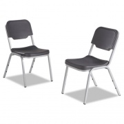 Iceberg Rough n Ready Stack Chair, Supports Up to 500 lb, 17.5" Seat Height, Black Seat, Black Back, Silver Base, 4/Carton (64111)