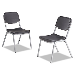 Iceberg Rough n Ready Stack Chair, Supports Up to 500 lb, 17.5" Seat Height, Black Seat, Black Back, Silver Base, 4/Carton (ICE64111)