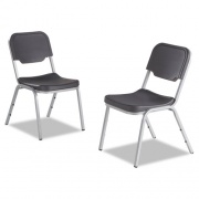 Iceberg Rough n Ready Stack Chair, Supports Up to 500 lb, 17.5" Seat Height, Charcoal Seat, Charcoal Back, Silver Base, 4/Carton (64117)