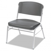 Iceberg Rough n Ready Wide-Format Big and Tall Stack Chair, Supports 500 lb, 18.5" Seat Height, Charcoal Seat/Back, Silver Base, 4/CT (64127)