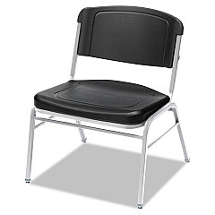 Iceberg Rough n Ready Wide-Format Big and Tall Stack Chair, Supports 500lb, 18.5" Seat Height, Black Seat/Back, Silver Base, 4/Carton (ICE64121)