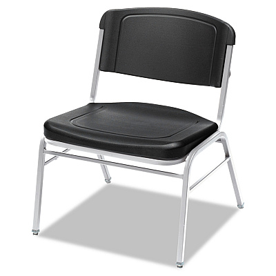 Iceberg Rough n Ready Wide-Format Big and Tall Stack Chair, Supports 500lb, 18.5" Seat Height, Black Seat/Back, Silver Base, 4/Carton (ICE64121)