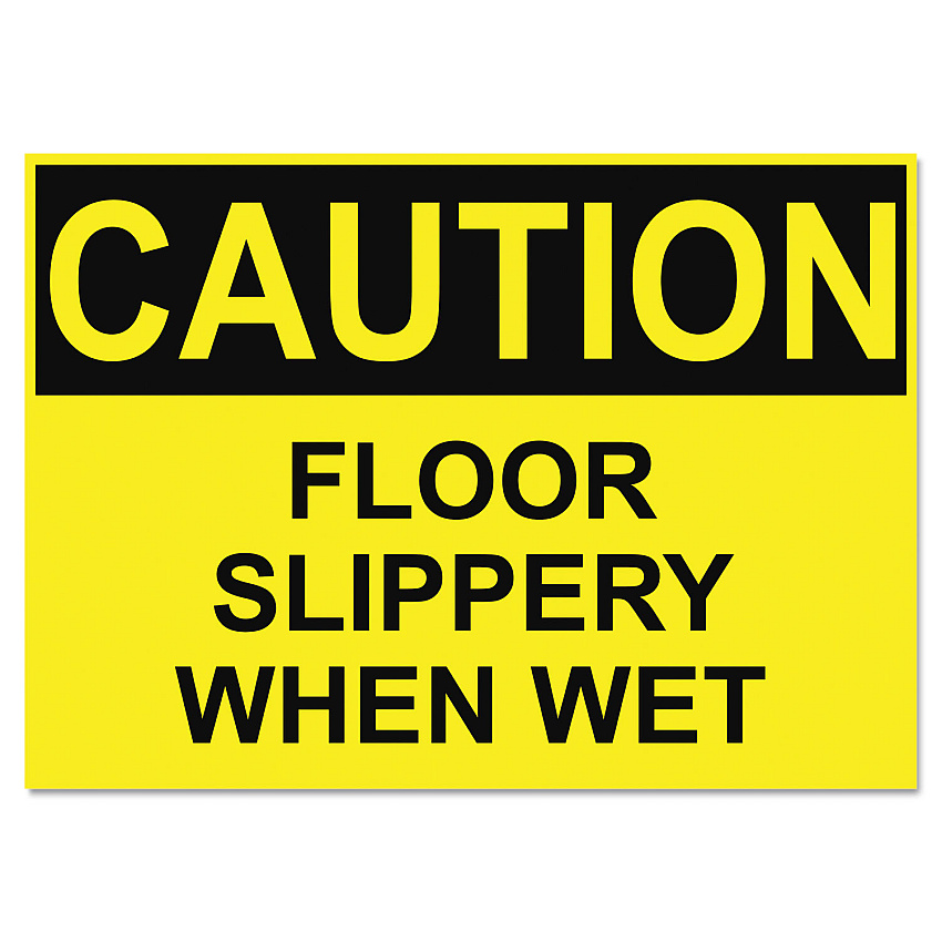 Headline Sign OSHA Safety Signs, CAUTION SLIPPERY WHEN WET, Yellow/Black, 10 x 14 (USS5494)