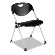 Alera SL Series Nesting Stack Chair Without Arms, Supports 250 lb, 19.5" Seat Height, Black Seat/Back, Gray Base, 2/Carton (SL651)