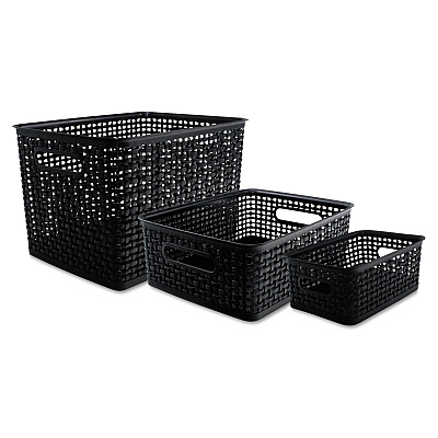 Advantus Weave Bins, 13.63 x 10.75 x 9, Black, 3/Pack (AVT40329)