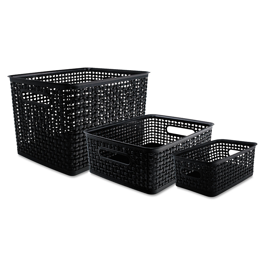 Advantus Weave Bins, 13.63 x 10.75 x 9, Black, 3/Pack (AVT40329)