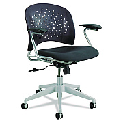 Safco Reve Round Back Task Chair, Supports Up To 250 Lb, 18" To 22.5" Seat Height, Black Seat/back, Silver Base (SAF6803BL)
