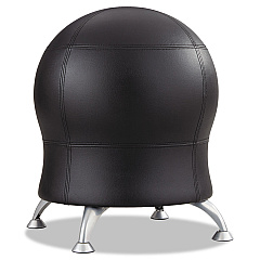 Safco Zenergy Ball Chair, Backless, Supports Up to 250 lb, Black Vinyl Seat, Silver Base (SAF4751BV)