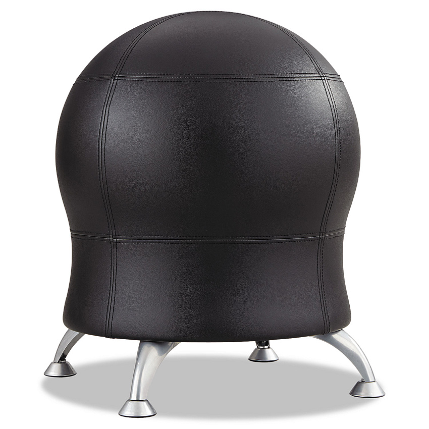 Safco Zenergy Ball Chair, Backless, Supports Up to 250 lb, Black Vinyl Seat, Silver Base (SAF4751BV)