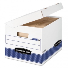 Bankers Box SYSTEMATIC Medium-Duty Strength Storage Boxes, Letter/Legal Files, White/Blue, 12/Carton (0005502)
