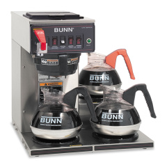 BUNN CWTF-3 Three Burner Automatic Coffee Brewer, 12-Cup, Black/Stainless Steel (CWTF153LP)