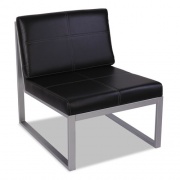 Alera Ispara Series Armless Chair, 26.57" x 30.71" x 31.1", Black Seat, Black Back, Silver Base (RL8319CS)