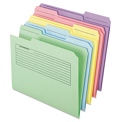 Pendaflex Printed Notes Folder, 1/3-Cut Tabs: Assorted, Letter Size, Assorted Colors, 30/Pack (PFX45269)