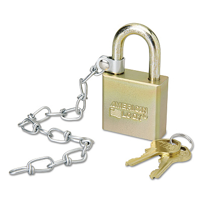 AbilityOne 5340015881010, SKILCRAFT Padlock With Attached Chain, 1.75" Wide, Steel