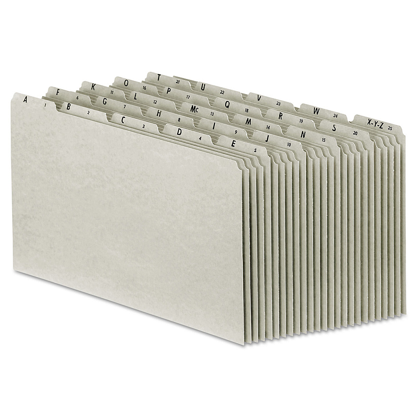 Pendaflex Top Tab A-Z File Guides, 1/5-Cut Top Tab, A to Z, 8.5 x 14, Gray, 25/Set (PFXPN1025)