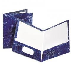 Oxford Marble Design Laminated High Gloss Twin Pocket Folder,navy, 25/box (51643)