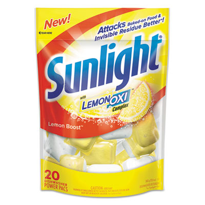Sunlight Auto Dish Power Pacs, Lemon Scent, 1.5 Oz Single Dose Pouches, 20/pack (DIA17117EA)