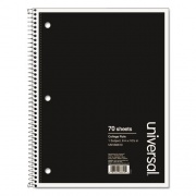 Universal Wirebound Notebook, 1-Subject, Medium/College Rule, Black Cover, (70) 10.5 x 8 Sheets (66610)