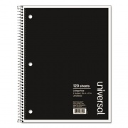 Universal Wirebound Notebook, 3 Subject, Medium/College Rule, Black Cover, 11 x 8.5, 120 Sheets (66400)