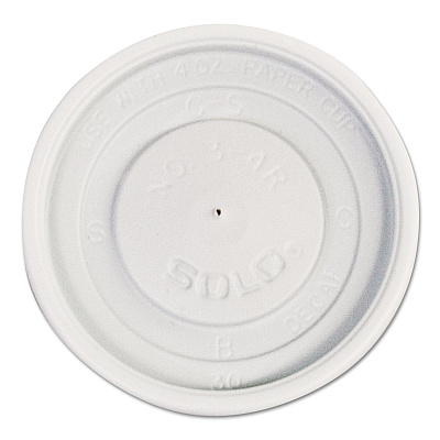 Solo Polystyrene Vented Hot Cup Lids, Fits 4 oz Cups, White, 100/Pack, 10 Packs/Carton (SCCVL34R0007)