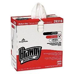 Brawny Professional Lightweight Disposable Shop Towel, 9.1" x 12.5, White, 200/Box (GPC29316)