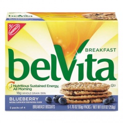 Nabisco belVita Breakfast Biscuits, 1.76 oz Pack, Blueberry, 64/Carton (02908)