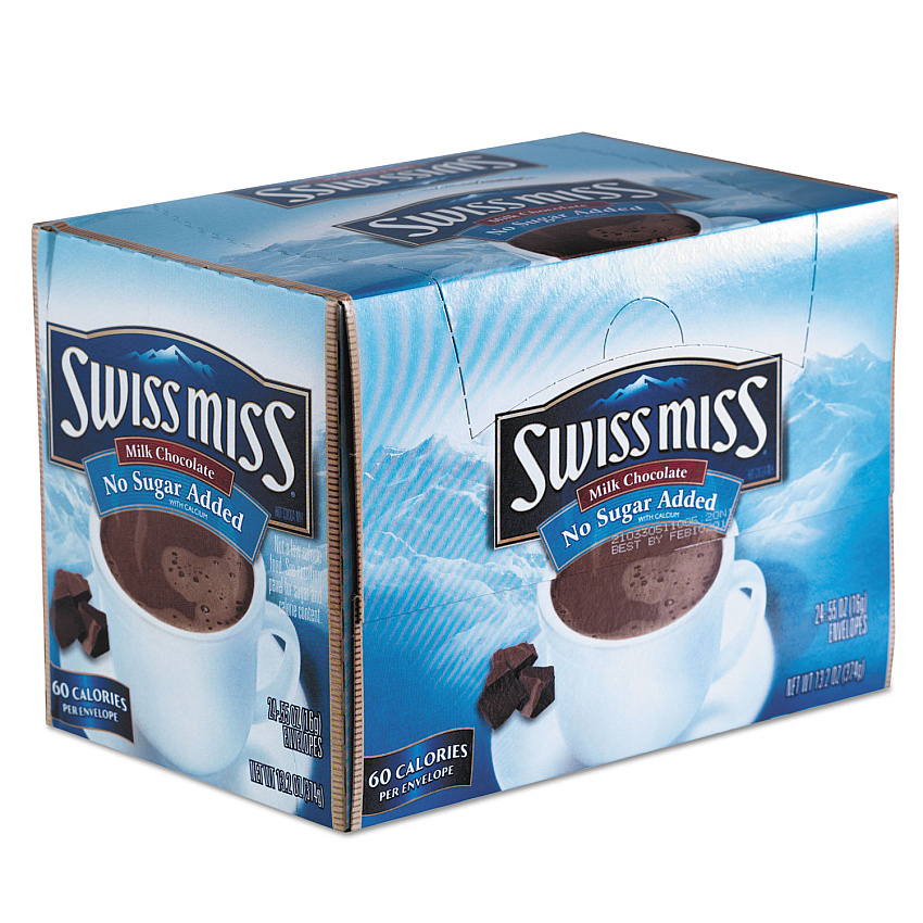 Swiss Miss Hot Cocoa Mix, No Sugar Added, 24 Packets/Box (SWM55584)